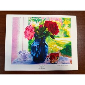 Mary L Severson Rose Vase Fine Art Print Two Tone Rose Still Life Floral 8x10